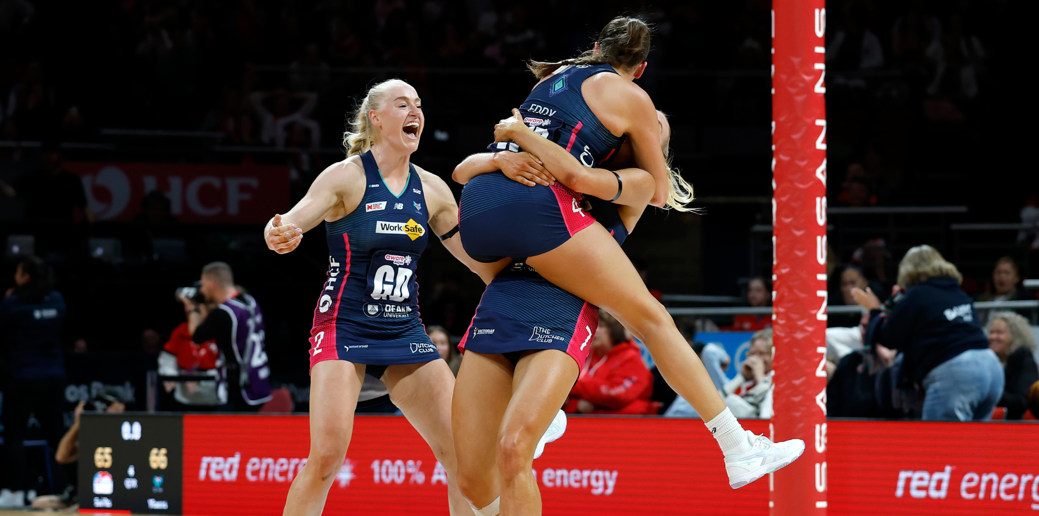 Jo Weston, Kate Eddy and Rudi Ellis celebrate.